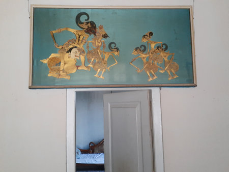 Puppet painting above the living room door.の写真素材