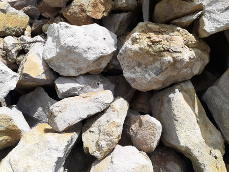 Pile of split stones or stones for construction.の写真素材