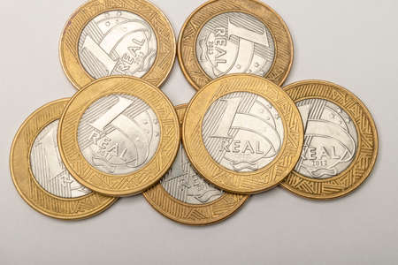 Brazilian money, single currency on white background