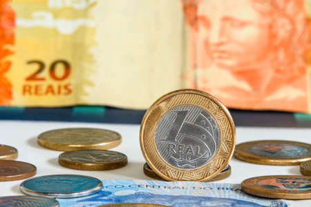 brazilian money currency symbol brazilian economyの写真素材