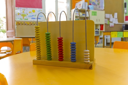 Children's game to learn to count made ??of wood の写真素材