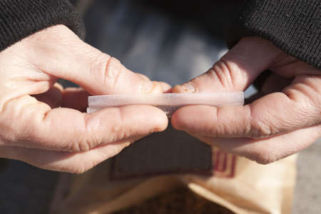 Person making a cigar rolling
