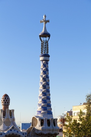 Guell Park, or Parc Guell, was a project commissioned by the architect Antoni Gaudiの写真素材