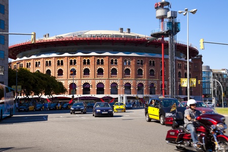 BARCELONA, SPAIN - JUNE 16  Plaza de Espanya and Arenas bullring on June 16, 2012 in Barcelona, Spain  The old bullring, built in 1900, is since 2011 a shopping and leisure centerのeditorial素材