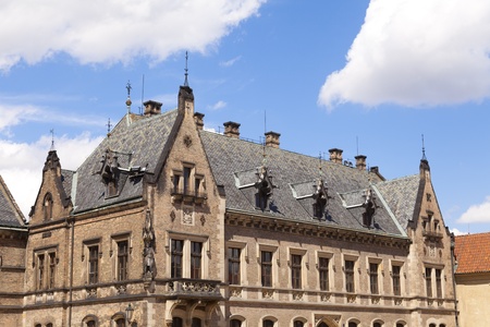 Facades of buildings built in the last century in Prague