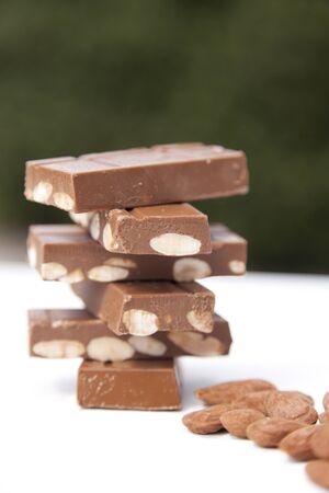 Chocolate with fresh almonds