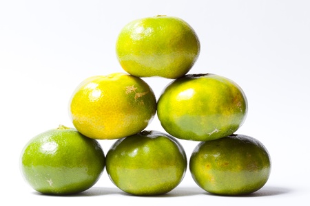 Closeup of a green tangerinesの写真素材