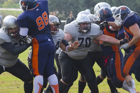 BARCELONA - NOVEMBER 25: Senior Catalan Cup, match between the Eagles and Dragons Badalona in the stadium Vilafranca del Penedes, November 25, 2012. Barcelona, Spainのeditorial素材