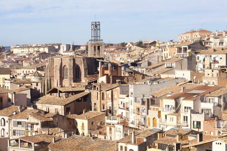 Aerial view of the town of Cardona, Barcelona famous for its salt mines.の写真素材