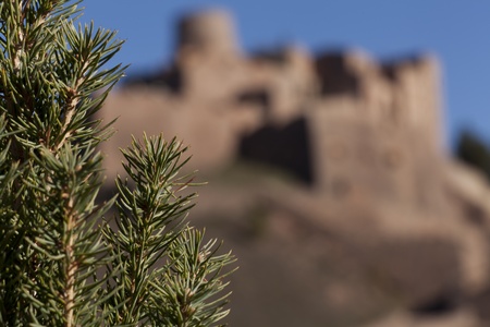 Cardona Castle, was built in 886 by Wilfred the Hairy  Romanesque and Gothic style, including the so-called Golden Hall and Sala dels Entresolsの写真素材