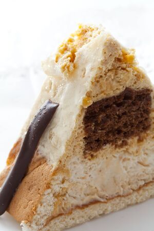 Delicious fresh cake with chocolate nougat