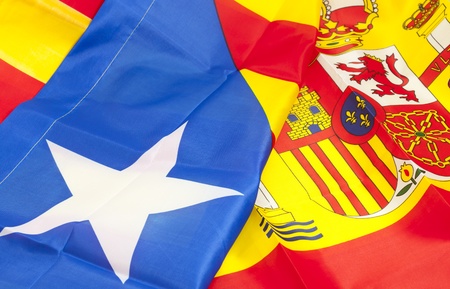 Flag independence against Spain's Cataloniaの写真素材