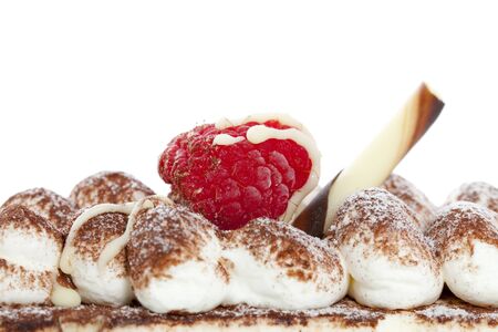 Delicious chocolate cake with a berry redの写真素材