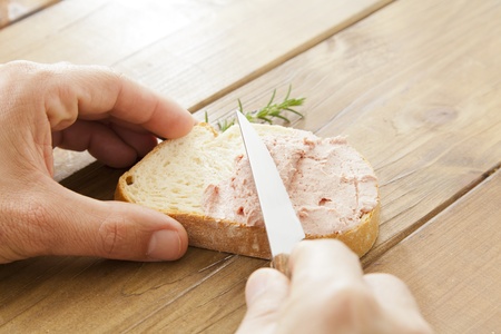 Bread with foie gras boil the thin onesの写真素材