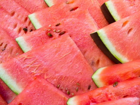 Pieces of fresh watermelon cutの写真素材
