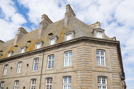 The city walls and houses of St  Malo in Brittany, Franceのeditorial素材