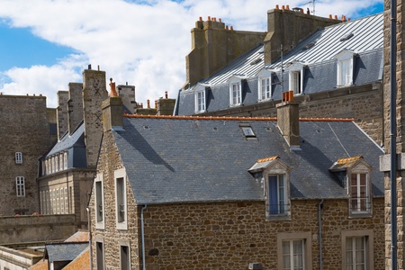 The city walls and houses of St. Malo in Brittany, Franceの写真素材