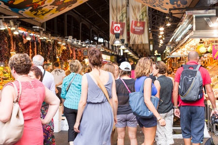 Emblem at the entrance of Sant Josep de la Boqueria Market on August 22, 2013 in Barcelona  This market is one of the most visited tourist attractions in Barcelonaのeditorial素材