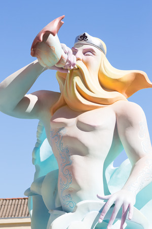 VALENCIA, SPAIN - MARCH 17   The stop to the corruption falla for Las Fallas  the fires in Valencian  exhibition on march 17, 2014 in Valencia, Spainのeditorial素材