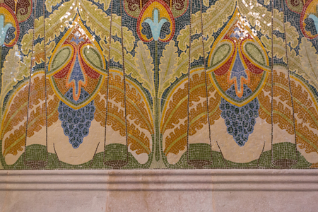 BARCELONA, SPAIN - MAY 17, 2014: Hospital of the Holy Cross and Saint Paul in Barcelona. Was built between 1901 and 1930 by Catalan modernist on May 17, 2014 in Barcelona, Spain.のeditorial素材