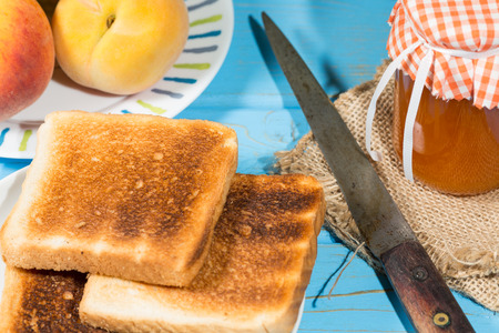 Homemade peach jam with your toast for breakfast