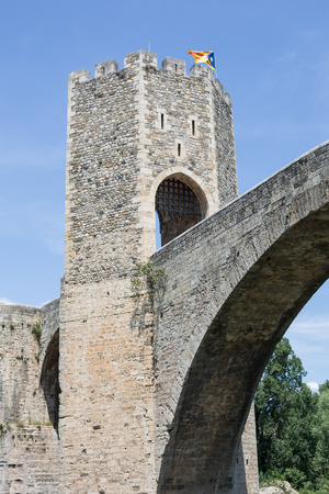 View of the medieval town of Besalu, Girona, Spainのeditorial素材