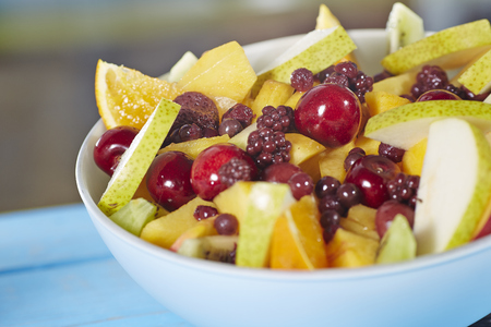 Fruit salad with fresh and healthy fruitsの写真素材