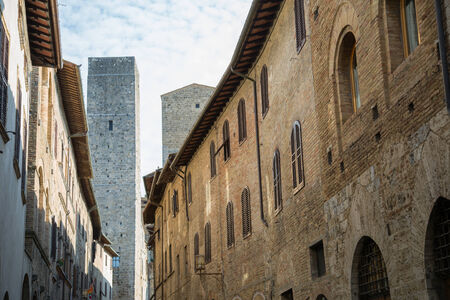 Views of the typical streets of the Town of San Gimignanoの写真素材