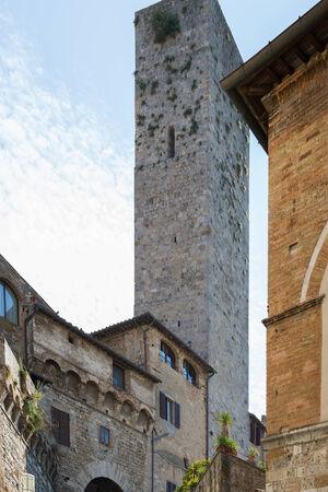 Views of the typical streets of the Town of San Gimignanoの写真素材
