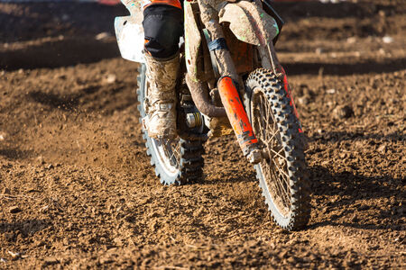 Closeup of a motocross bikeの写真素材