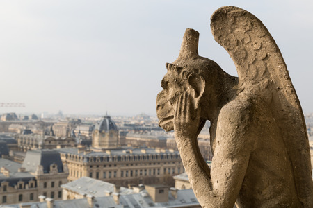 One of Notre Dame s well known chimera statues, Paris Franceの写真素材