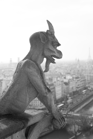 One of Notre Dame s well known chimera statues, Paris Franceの写真素材