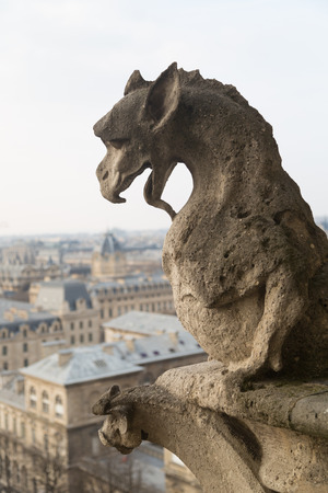 One of Notre Dame s well known chimera statues, Paris Franceの写真素材