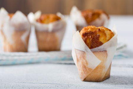 Delicious homemade muffins and yogurt fluffyの写真素材