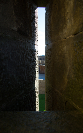 Window view inside the castle in Carcassonne, Franceの写真素材