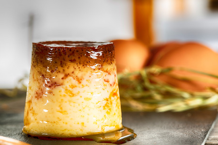 Hand crafted homemade custard with eggs and fresh milk