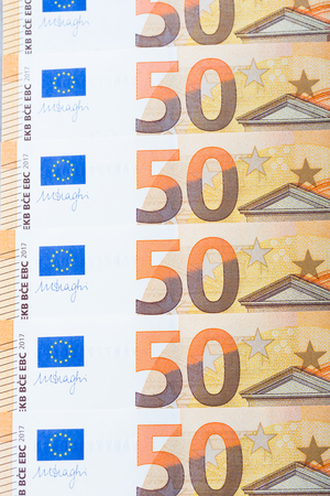 Ticket of 50 Euros of legal tender in Europe