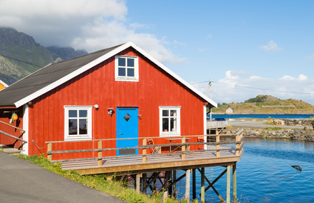 Norway, island of Nusfjord, small fishing villageの写真素材