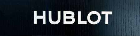 Zurich, Switzerland - August 14 2019: The Hublot logo outside one of their store in Bahnhofstrasse streetのeditorial素材