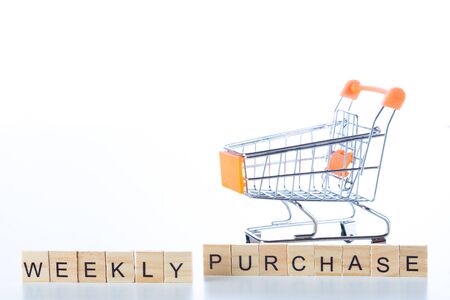 Empty shopping cart with white backgroundの写真素材