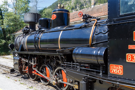 Old steam locomotive exposed on the street