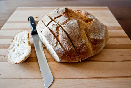 sliced bread on a wooden board