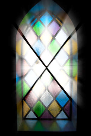 stained glass window of colored glassの写真素材