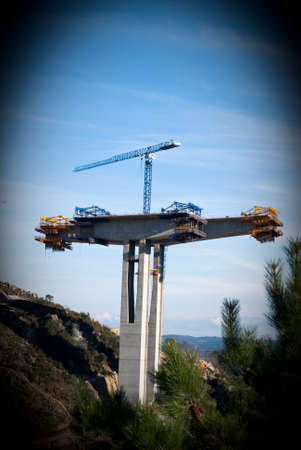 construction of motorway bridge under construction reinforced concrete, and the subsequent road...