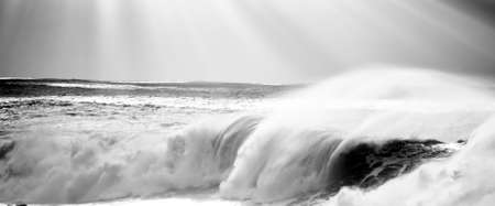 Beating the shore sea waves.の写真素材