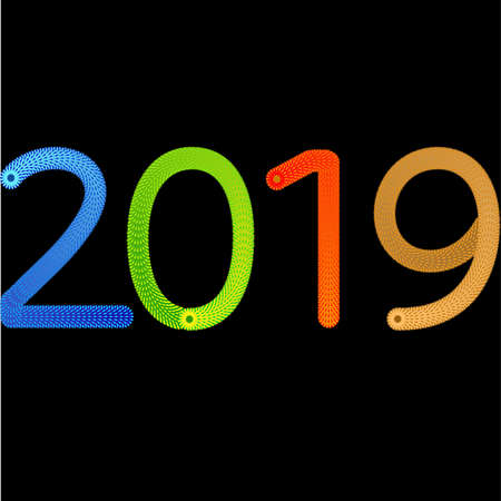 2019 happy new year abstract card design with gradient. Vector illustration.のイラスト素材