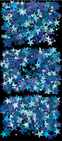 Chaotic stars on black background. Vintage cosmic glitter elements for your design. Vector illustration poster. Blue set of invitation templates, background images, posters or greeting cards.のイラスト素材