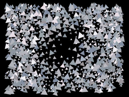 Colorful confetti triangles falling. Vector illustration object. Geometric design elements. Silver invitation template, background image, poster or greeting card.のイラスト素材