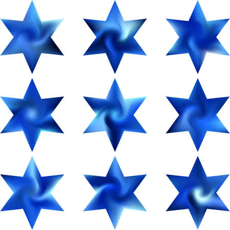 Set of hexagram chromatic backgrounds. Good soft color pearl. Judaic sacred religious symbols. Blue effective modern screen design for brochure, calendar, cards or invitation.のイラスト素材