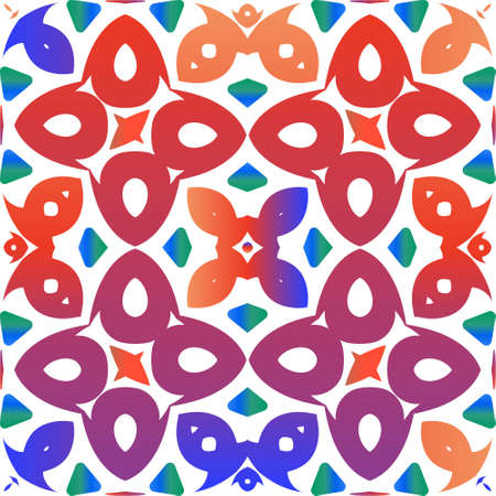 Mexican ornamental talavera ceramic. Vector seamless pattern arabesque. Bathroom design. Red vintage backdrop for wallpaper, web background, towels, print, surface texture, pillows.のイラスト素材
